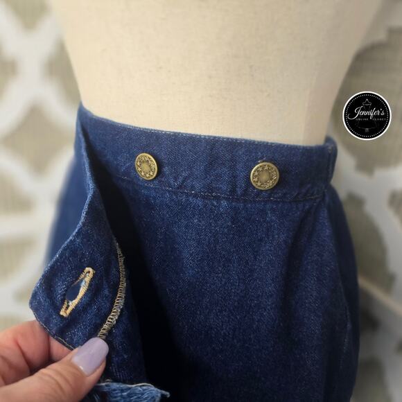 Dreams Vintage 90's Vertical Raw Edge Wrap Jean Skirt Size 10 - Picture 4 of 10